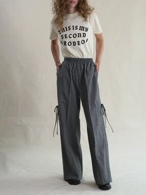 PROCHE 100% Wool Sunday Cargo Pants Gray Size Large VGUC